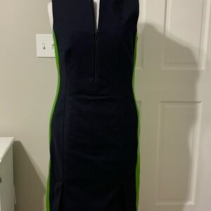 NWT Akris Punto Black and Green Sleeveless Dress Size 10